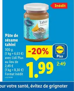 Lidl Pâte de sésame tahini offre