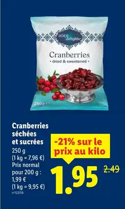Lidl Cranberries séchées et sucrées offre