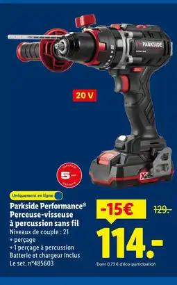 Lidl PARKSIDE Performance Perceuse-visseuse à percussion sans fil offre