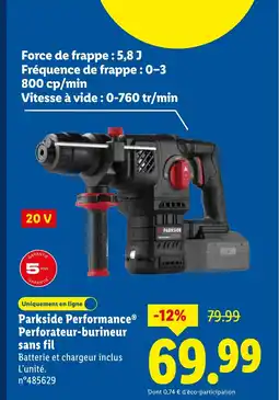 Lidl PARKSIDE Performance Perforateur-burineur sans fil offre