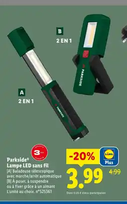 Lidl PARKSIDE Lampe LED sans fil offre