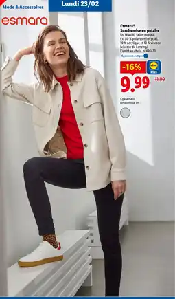 Lidl ESMARA Surchemise en polaire offre