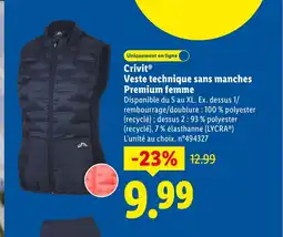 Lidl CRIVIT Veste technique sans manches Premium femme offre