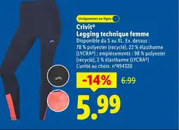 Lidl CRIVIT Legging technique femme offre