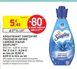Intermarché Hyper SOUPLINE Adoucissant concentré fraîcheur infinie caresse d'azur offre