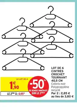 Intermarché Hyper Lot de 6 cintres crochet tournant offre