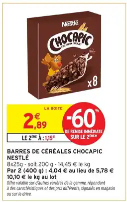 Intermarché Hyper Barres de céréales chocapic nestlé offre