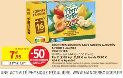 Intermarché Hyper POM'POTES Compotes gourdes sans sucres ajoutés 5 fruits jaunes offre