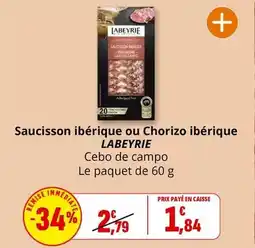 Coccinelle Express Labeyrie - saucisson iberique ou chorizo iberique offre