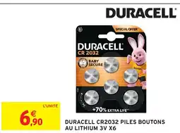Intermarché Hyper DURACELL Cr2032 piles boutons au lithium 3v x6 offre