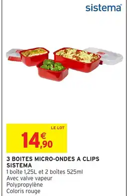 Intermarché Hyper SISTEMA 3 boites micro-ondes a clips offre