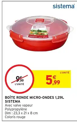 Intermarché Hyper SISTEMA Boîte ronde micro-ondes offre