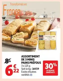 Auchan Assortiment de 3 minis pains préfous offre