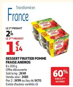 Auchan ANDROS Dessert fruitier pomme fraise offre