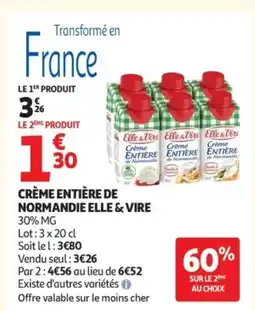 Auchan ELLE & VIRE Crème entière de normandie offre