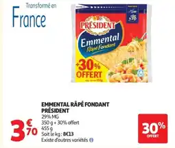 Auchan PRÉSIDENT Emmental râpé fondant offre