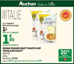 Auchan Grana padano grattugiato aop tavola in italia offre