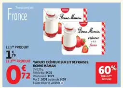 Auchan BONNE MAMAN Yaourt crémeux sur lit de fraises offre