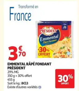 Auchan PRÉSIDENT Emmental râpé fondant offre