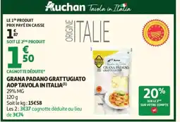 Auchan Grana padano grattugiato aop tavola in italia offre