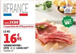 Auchan Viande bovine côte avec os offre