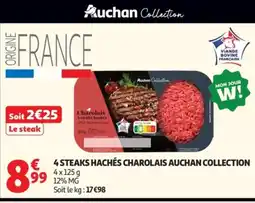 Auchan AUCHAN COLLECTION 4 steaks hachés charolais offre