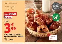 Auchan 5 croissants + 5 pains au chocolat pur beurre offre