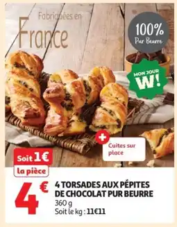Auchan 4 torsades aux pépites de chocolat pur beurre offre