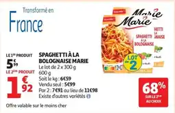 Auchan MARIE Spaghetti à la bolognaise offre