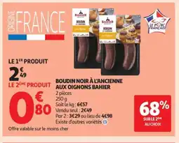 Auchan BAHIER Boudin noir à l'ancienne aux oignons offre