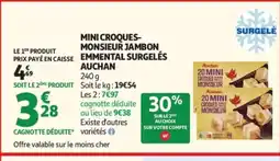 Auchan AUCHAN Mini croques- monsieur jambon emmental surgelés offre