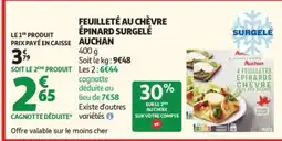 Auchan AUCHAN Feuilleté au chèvre épinard surgelé offre