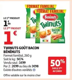 Auchan BÉNÉNUTS Twinuts goût bacon offre