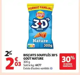 Auchan Biscuits soufflés 3d's goût nature offre