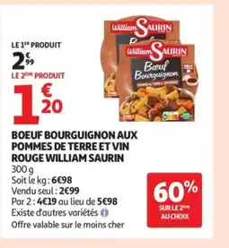 Auchan WILLIAM SAURIN Boeuf bourguignon aux pommes de terre et vin rouge offre