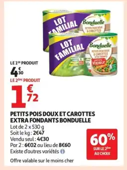 Auchan BONDUELLE Petits pois doux et carottes extra fondants offre