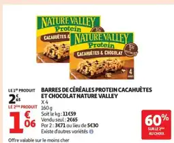 Auchan NATURE VALLEY Barres de céréales protein cacahuètes et chocolat offre