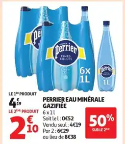 Auchan PERRIER Eau minérale gazifiée offre