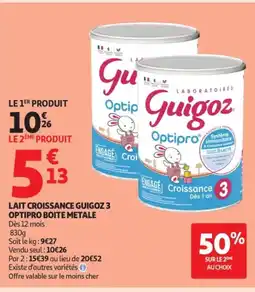 Auchan Lait croissance guigoz 3 optipro boite metale offre