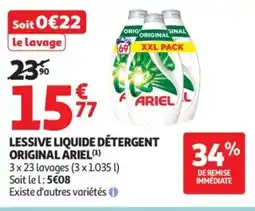 Auchan ARIEL Lessive liquide détergent original offre