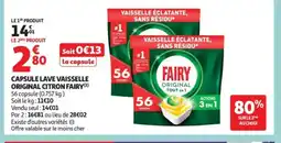 Auchan FAIRY Capsule lave vaisselle original citron offre