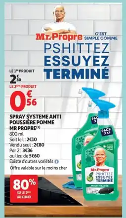 Auchan MR PROPRE Spray systeme anti poussière pomme offre