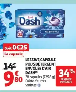 Auchan DASH Lessive capsule pods détergent envolée d'air offre