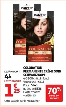 Auchan SCHWARZKOPF Coloration permanente crème soin offre