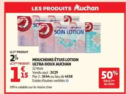 Auchan AUCHAN Mouchoirs étuis lotion ultra doux offre