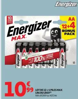 Auchan Lot de 12+4 piles max lr6 ou lr03 offre