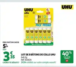 Auchan UHU Lot de 8 bâtons de colle offre
