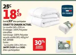 Auchan ACTUEL Couette chaude offre