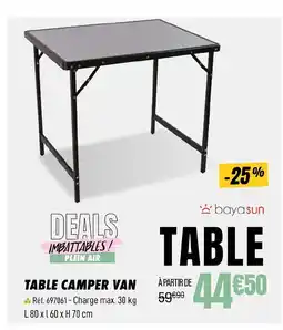 Narbonne accessoires BAYASUN Table camper van offre