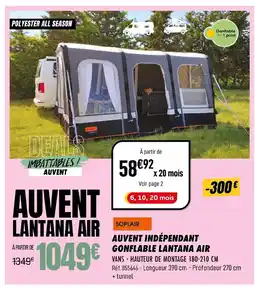 Narbonne accessoires SOPLAIR Auvent indépendant gonflable lantana air offre